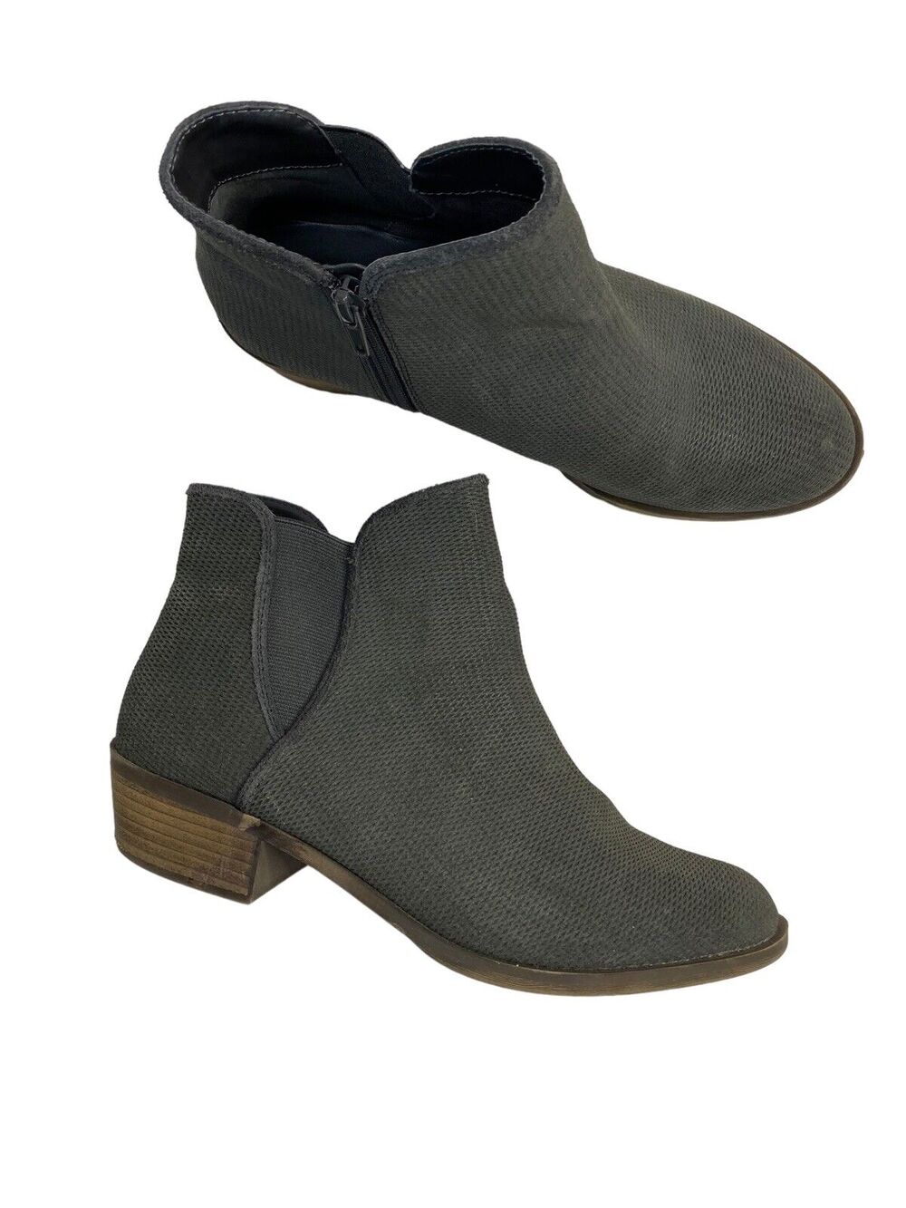 KENSIE Gerona Leather Perforated Dark Gray Booties Size 9 Womens Zipper